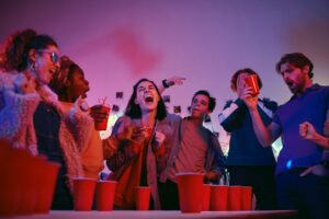 People laughing at the party
